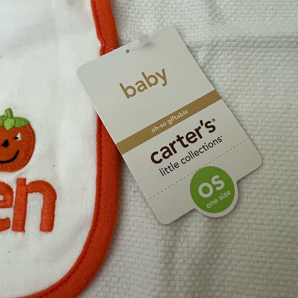 🔵4/$20 Carter’s Little Collections Baby Bib “My First Halloween” OS NWT - Picture 4 of 5